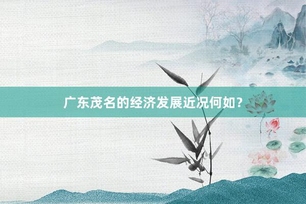 广东茂名的经济发展近况何如？
