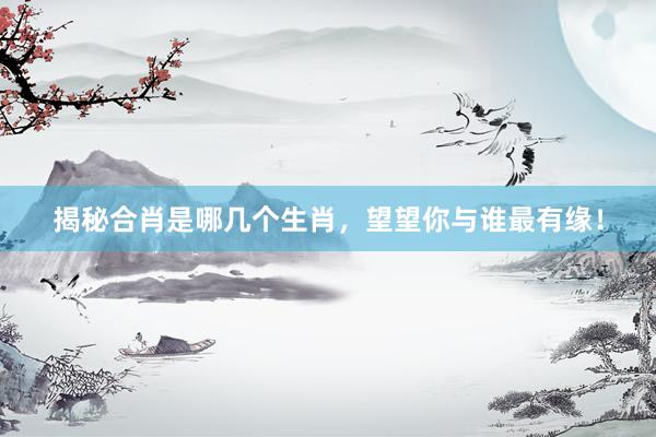 揭秘合肖是哪几个生肖，望望你与谁最有缘！